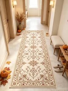 1pc, Luxury Elegant Floral Home Long Runner Rug, Bohemian Floral Pattern, Anti-Slip Hallway Runner Mat, Home Decor! Nordic Minimalist Style Suitable For Living Room Carpet, Home Decor Item, Suitable For Entryway, Bedroom, Closet, Living Room Carpet, Carpet, Living Room Area Rug, Area Small Rug, Mat, Home Decor, Large Living Room Carpet, Round Carpet - Multicolor - View 4
