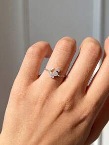 ESBERRY 1pc Elegant Minimalist Arabic Letter Adjustable Ring, Suitable As A Gift For Women On Wedding, Birthday Or Mother's Day - Alphabet Ring - View 8