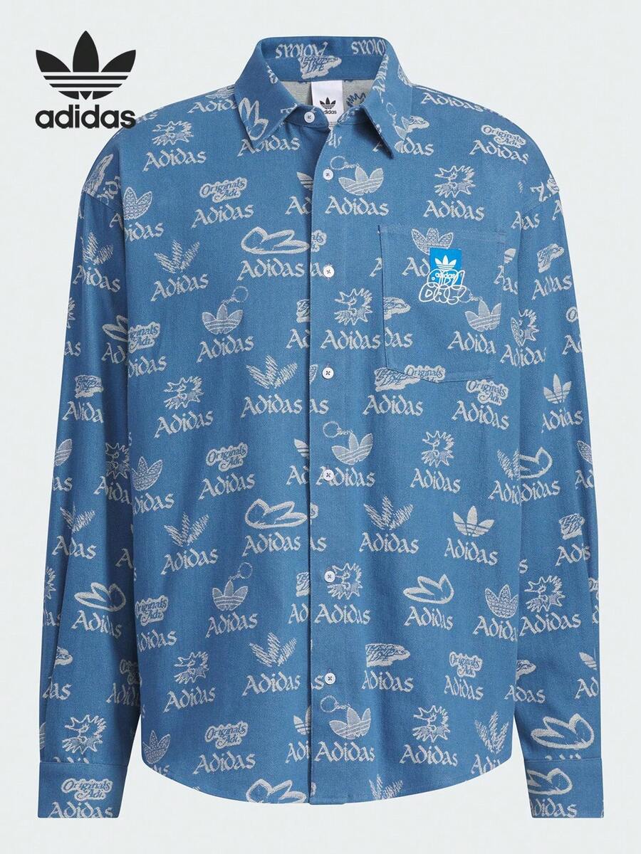 Adidas/Adidas Authentic 三葉草男款寬鬆版型滿版印花時尚襯衫 JN1662 - JN1662 - 查看 1