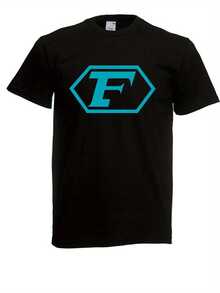 Men's T-Shirt With F Letter Hexagon Print, Teal Geometric Logo, Casual Streetwear Style Graphic Tee, Urban Fashion, Casual Gift Idea For Men - Black - View 3