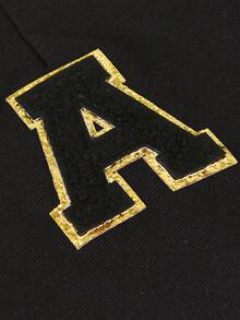 1件中性嬰兒與兒童 A-Z 首字母客製化純色棉質保暖針織帽，生日禮物，日常居家與戶外穿著，四季皆宜 - 黑色 - 查看 5