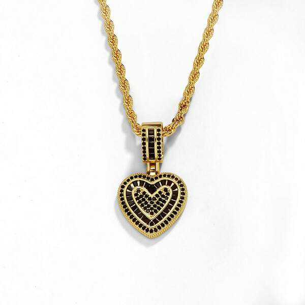 Hip-Hop Gold-Plated Heart-Shaped Clavicle Chain