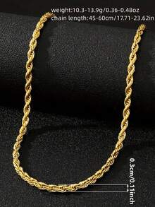 1pc Elegant Chain Necklace Men's Wedding Anniversary Accessory Gift - Gold - View 4