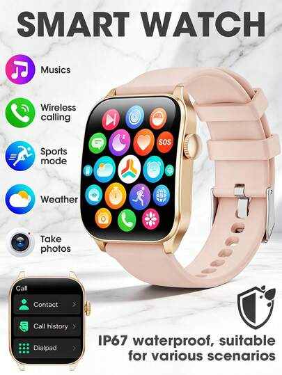 Hwagol Montre connectée homme femme 1,91 pouces HD, montre intelligente unisexe avec appel sans fil, suivi santé, sport, notifications, cadrans personnalisés, compatible Android iOS