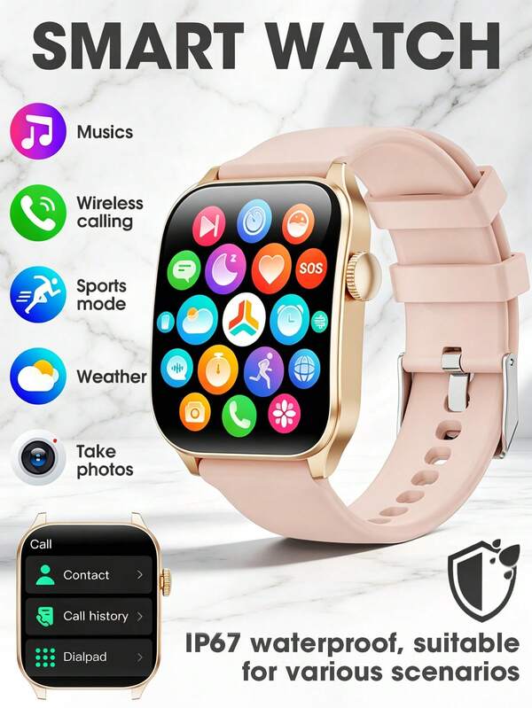 Hwagol Reloj inteligente hombre mujer 1,91" pantalla HD, smartwatch con llamadas inalámbricas, control de salud, modos deportivos, notificaciones, compatible con Android iOS