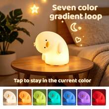 GLOOPRO 1 件迷人鸭形硅胶夜灯，点击控制 3 种亮度级别，USB 充电带定时器，卧室、书桌的柔和灯光，送给朋友和家人的圣诞节和生日礼物 - 魅力鴨矽膠夜燈 - 查看 9