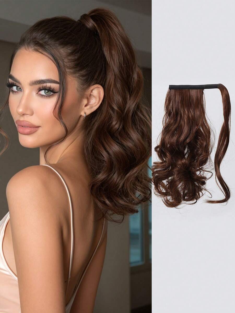 Extensões de Cabelo Ombré Preto Marrom para Loiro Mel & Marrom Escuro, Extensão de Rabo de Cavalo Enrolado Curto de 14 Polegadas para Mulheres, Peça de Cabelo Sintético Macio e Leve, Fácil de Usar para Volume Natural, Estilo Diário, Fantasia de Halloween, Cosplay e Festa - Multicolorido - Visão 1