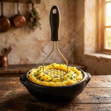 Amassador De Legumes E Batatas Resistente Em Aço Inox Com Cabo Preto Antiderrapante - Preto - Visão 3