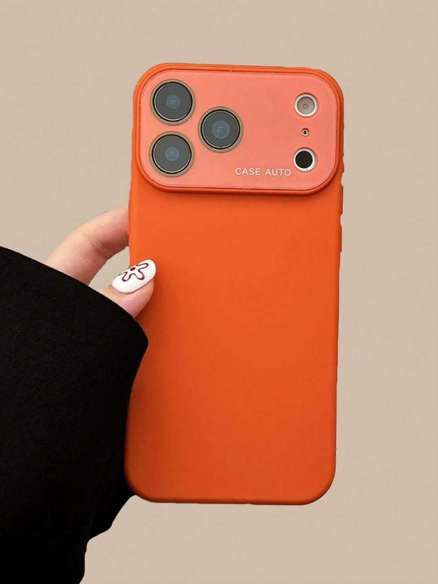 1 buah Casing Ponsel Magnetik Silikon Cair Kompatibel dengan iPhone 16 Pro Max, 17 Jendela Tampilan Besar, Desain Cincin Tipis, Warna Solid, Kompatibel dengan 15/14 - Jeruk - View 1
