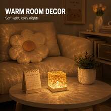 RGB Halloween Atmosphere Light USB Aurora Water Ripple Projection Lamp Color Changing LED Decorative Night Light Touch Control Rotating Mood Light Bedroom Desktop Decor Horror Party Holiday Decoration - Square Water Ripple Light - View 6