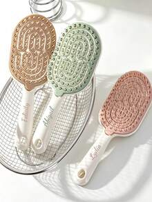 1pc Personalized Customized Comb, Massage Air Cushion Brush, Women's Volumizing High Crown Styling Comb, Hollow Detachable Self-Cleaning Comb, Fluffy Comb, Scalp Massage Comb, Rib Comb, Women's Long Hair Curly Hair Styling Comb, Large Curved Comb, Laser Engraved Name Logo Comb, Personalized Gift, Hair Styling Tool - Multicolor - View 4