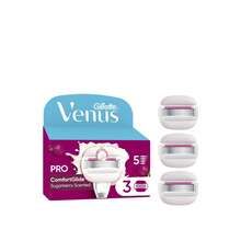 Gillette Venus جيليت فينوس برو كومفورت جلايد شوجربيري شفرات استبدال معطرة X3 - حلاقة بخمس شفرات، شريط تشحيم وسادة الجلد - روز أحمر - مشاهدة 1