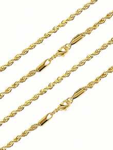 1pc Elegant Chain Necklace Men's Wedding Anniversary Accessory Gift - Gold - View 5