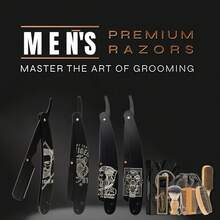 Kit de Cuidados com a Barba de 10 Peças para Homens, Navalha Reta, Escova de Cerdas, Pente de Madeira & Bolsa de Viagem, Presente Estilo Barbeiro - Pente para barba + escova para barba - Visão 4