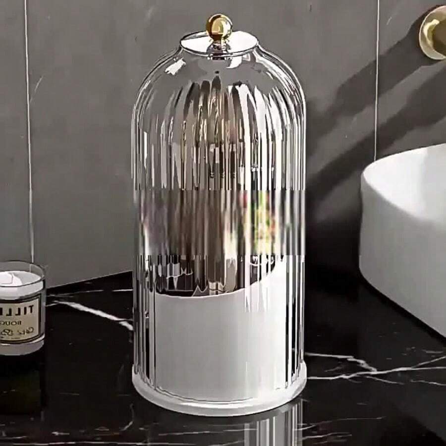 Hot Selling Dust‑Proof 360° Rotating Storage Organizer With Transparent Sliding Lid, Large Multi‑Compartment Countertop Caddy For Toothbrushes Toothpaste Makeup Brushes, Multi‑Scene Household Decor, Ideal Practical Home Gift