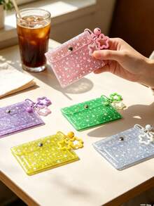 Sparkling Star Credit Card Holder Storage Box With Hook, Bell & Flower Pendant Photo Display Frame, Also Functions As Bus Card Sleeve, ID Holder, Coin Purse, Small Pouch, Compatible With Instax Photo Paper, Idol Photocards, Bank Cards, Earrings And Other Mini Items, Sweet & Cool Y2K Millennium Style, Suitable For Students And Idol Fans For Daily School, Commuting, Shopping, Gatherings, Concerts, Graduation Season, Back To School, Teacher Gift, For Fellow Fans, Family And Friends - Multicolor - View 9