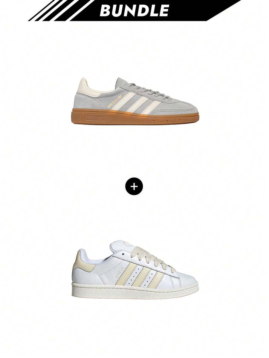 Adidas [Bundle] Samba Handball Spezial Unisex Grey Two / Cream White / Cloud White IF7086 + Campus 00s Women's White / Cream White / Core White JH7270 - Grey Two+Cloud White - View 1