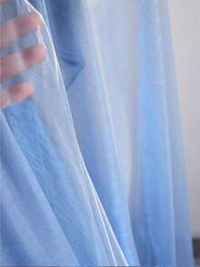 PARTY FABRIC 1件漸層雙色網格布料，雷射紋理透視布料，適用長洋裝、披肩，創意手工布料 - 藍色 - 查看 2