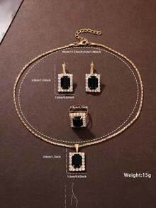 5pcs/Set Women's Square Quartz Watch Elegant Sparkling Rhinestone Jewelry Set, Suitable For Daily Wear, Birthday Gift For Girlfriend And Family - Black - View 8