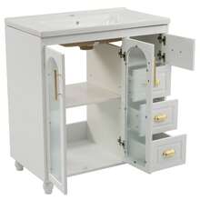 Old SKU: LY316465AAA-Badmöbel Single Vanity Unit With 80 Cm Base Cabinet And Ceramic Washbasin, White - White - View 11