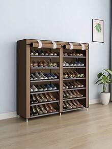 1pc Dust-Proof Shoe Rack With Cover, Space-Saving Storage Shelf, Improve Space Utilization, Sturdy And Stylish Structure, Easy To Assemble And Disassemble, Portable, Suitable For Living Room, Bedroom, Entrance, Office, Home, Multi-Layer Storage, Holiday Gift - Multicolor - View 7
