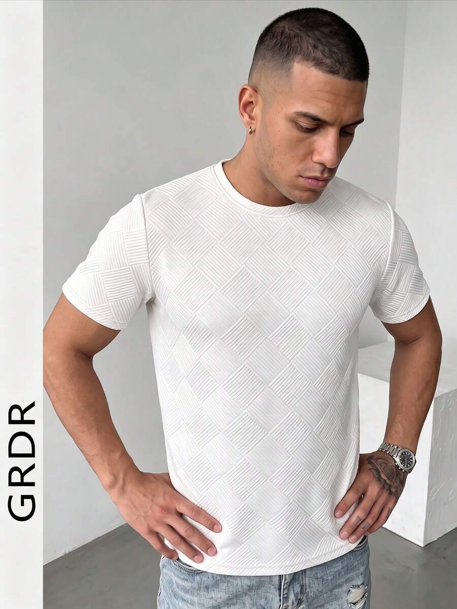 GRDR Men's Fashion Round Neck Solid Color Short Sleeve T-Shirt | Exquisite Design | Summer Essential | Easy To Match | Show Your Style