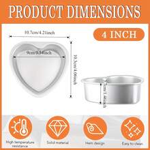 2/3pcs 3/4/5/6/8/10 Inch Heart-Shaped Aluminum Cake Molds, Anodized, Suitable For Chiffon Cake, Pudding, Ideal For Valentine's Day Baking, Fixed Bottom, Party Use, Kitchen Baking Tools - Silver - View 17