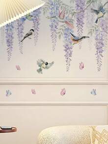 mama look 1pc, Floral & Bird Wall Sticker, Petal Butterfly Decoration, PVC Self-Adhesive Removable, Suitable For Bedroom, Living Room, Study, Dining Room, Bathroom, Home Wall Decoration, Room Decor Etc. - Multiple Styles - View 12