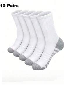 1/5/10/20 Pairs Men's Mid-Calf Socks, Moisture-Wicking, Breathable, Fashionable, Comfortable, Soft, Business & Sports - Multicolor - View 12