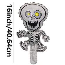 10pcs 16-Inch Mini Halloween Skeleton Shaped Foil Balloons, Suitable For Trick Or Treat Theme Balloons (Ribbon Not Included) - View 8
