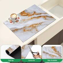1 pieza Alfombrilla de drenaje de cocina de tierra de diatomeas con patrón de mármol, alfombrilla de secado rápido y antideslizante para cafetera y alfombrilla de secado de platos, adecuada para encimera de cocina y mesa de comedor - Multicolor - Ver 5