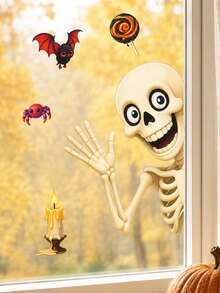 1/2pcs/Skull Halloween Fridge Magnets - Cute Fridge And Glass Window Stickers Decoration; Halloween Window Stickers And Decals, Halloween Party Supplies - Multicolor - View 7