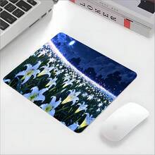 YUFZX 1pc Extra Large Extended Moonlit Starlight Lily Flower Sea Pattern Mouse Pad, With Non-Slip Rubber Bottom And Stitched Soft Cloth Material Keyboard Pad. Quiet Night Sky Healing Floral Landscape Aesthetic With Non-Slip Rubber Bottom And Stitched Soft Cloth Material Keyboard Pad, Suitable For Gaming, Home Office And Learning Scenarios. - View 17