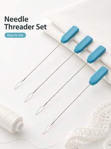 Long Sewing Machine Threader, Universal Home And Industrial Sewing Machine Threading Tool, Blue Plastic Handle Threading Needle Guide Device - Multicolor - View 3