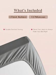 2/3pcs Solid Color Fitted Sheet Mattress Protector Cover, Deep Pocket Bed Sheet, Soft & Breathable, Suitable For All Bed Sizes - Twin, Full, Queen, King, 9-12 Inches/25cm Deep Pocket, Machine Washable, Gray - Grey - View 5
