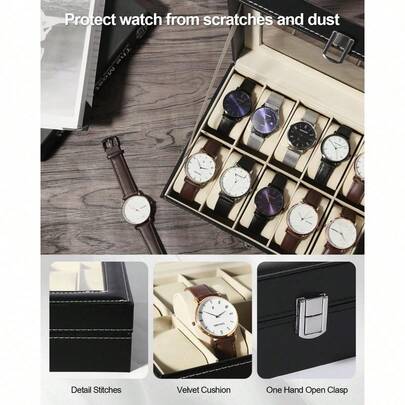 1pc Premium Watch Box 3612 Slots Watch Box Watch Storage Box Jewelry Storage Box Watch Display Box Mens Womens Watch Box