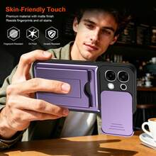 Kompatibel dengan Casing Ponsel Oppo A6 Pro/F31 5G, Casing Ponsel dengan Slot Kartu dan Penyangga, Dilengkapi Lensa Kamera Geser dan Penyangga. - Purple - View 6