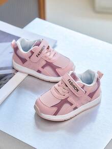 Girls' Mesh Breathable Sports Shoes, Baby Hook And Loop Soft Sole Functional Shoes, Children's Anti-Slip Lightweight Walking Casual Shoes - Pink - View 4