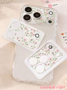 1 buah Pelindung Lensa Kamera Motif Ranting & Bunga, Kompatibel dengan Ponsel 17Pro/17 Pro Max/18Pro/18 Pro Max, Desain Cakupan Penuh, Definisi Tinggi & Transparan, Anti Gores & Anti Sidik Jari, Cocok untuk Casing Ponsel, Mudah Dipasang - Clear - View 3