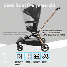 Lightweight 2-In-1 Travel Stroller, 360° Reversible Seat, Portable Folding Stroller With Breathable Backrest And Shock Absorption - Black - View 2