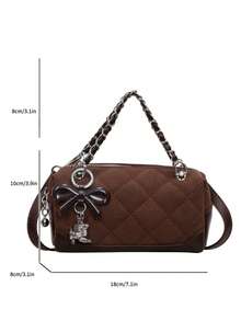 Women's New Spring Fashion Quilted Chain Handbag, Small Square Crossbody Bag, Versatile - Coffee - View 8