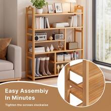 Senmeo Versatile 6‑Tier Bamboo Organizer Rack, Sturdy Freestanding Unit, Holds Various Heights, Ideal For Entryway/Bathroom/Office, Quick Setup, Space-Efficient. - Level 6 - View 8