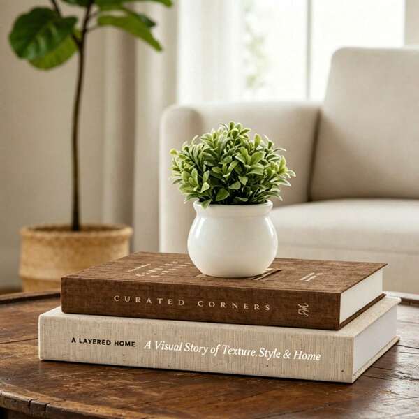 2 قطعة كتب أكريليك الأبعاد بتصميم كتان مزيف، مناسبة لديكور رف الكتب وطاولة القهوة ورف التخزين، وظيفة جمالية زخرفية، تصميم بأسلوب محايد بسيط، يناسب مختلف أنماط الديكور المنزلي