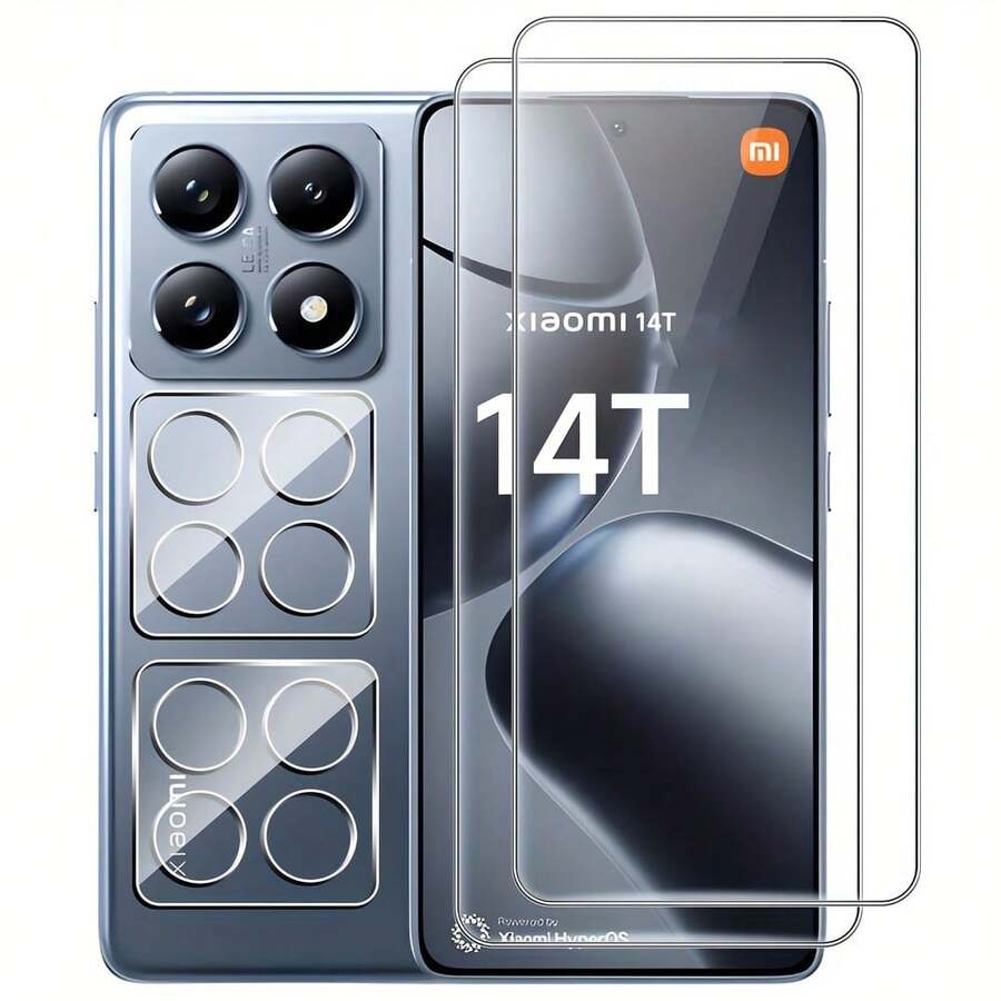 4pcs Tempered Glass Screen Protector Film Compatible With Xiaomi 17T/17T Pro/15T/15T Pro/14T/14T Pro/ 17/17 Pro/17 Ultra/ 17 Pro Max/ 15 Phone, High Definition 3D Camera Lens Protector, Anti-Fall, Anti-Scratch, Black Silk Screen Camera Protector Film Compatible With Xiaomi 15T, Screen Protector - Clear - View 1