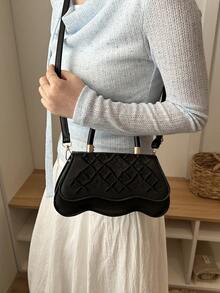 Fashion Women's Shoulder Bag, Minimalist Commuter Crossbody Bag, Large Capacity Handbag, Niche Design, Versatile Elegant Bag - Black - View 2