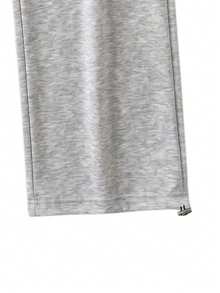 Y2K Street Style Wide Leg Drawstring Long Waistband Sweatpants, High Waist Elastic Waist Loose Long Pants, Suitable For Outdoor Sports And Home Leisure - Grey - View 5