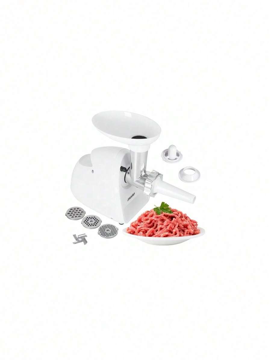 Adler Meat Grinder, Meat Mincer, Sausage Maker, Meat Mincing Machine - Reverse Function, 3 Sieves 3/5/7mm, Sausage Stuffer Attachment, 350W (Max 1500W), Pusher Included, White - EU E Type Plug(220-240V) - View 1