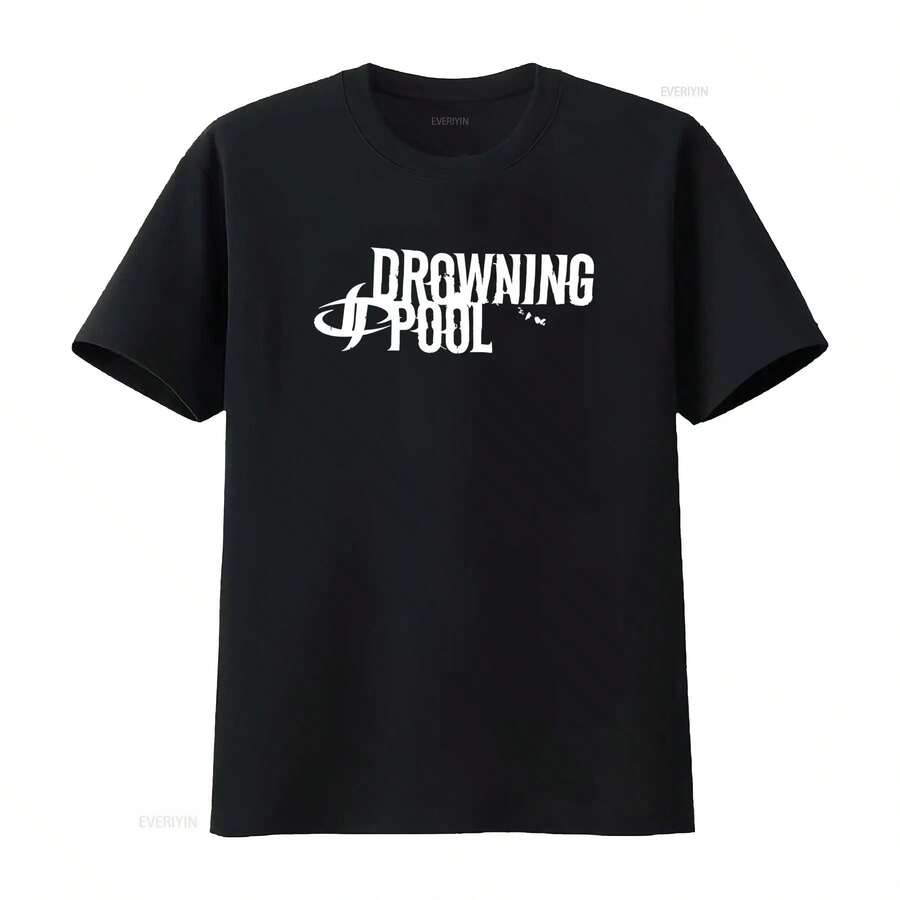 Lokales Lager, Unisex-T-Shirt aus 100 % Baumwolle, Kurzarm, Motiv Logo groupe DROWNING POOL, Rundhals, lässige Passform