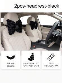 YITUMU Bantal Leher Sandaran Kepala Mobil Desain Pita Lembut dan Mewah, Bantalan Kursi Mobil Nyaman untuk Musim Dingin, Bantal Penopang Leher, Tersedia dalam Berbagai Warna - MultiWarna - View 11