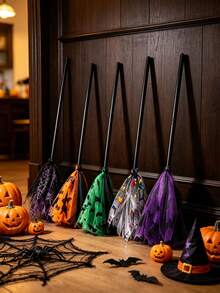 Halloween Witch Broom, Plastic Broom Prop, Suitable For Halloween Witch Costume Party Decoration, Halloween Performance, Cosplay Party, Halloween Costume Decoration Broom Set - Witch Broom - View 5